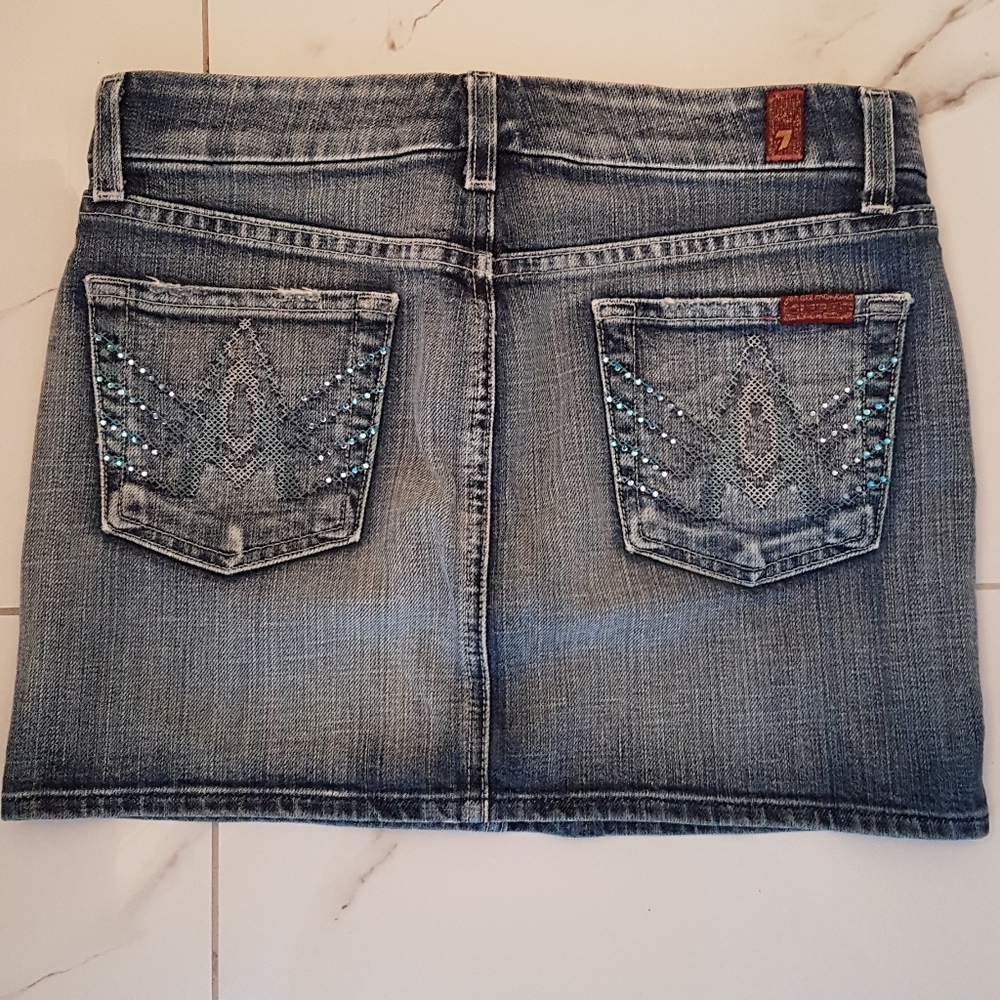 7 For All Mankind A Pocket Skirt with Swarovski Crystal